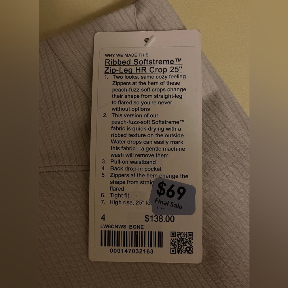 NWT Lululemon Ribbed Softstreme Zip-Leg High-Rise Cropped Pants 25" - Picture 3 of 7